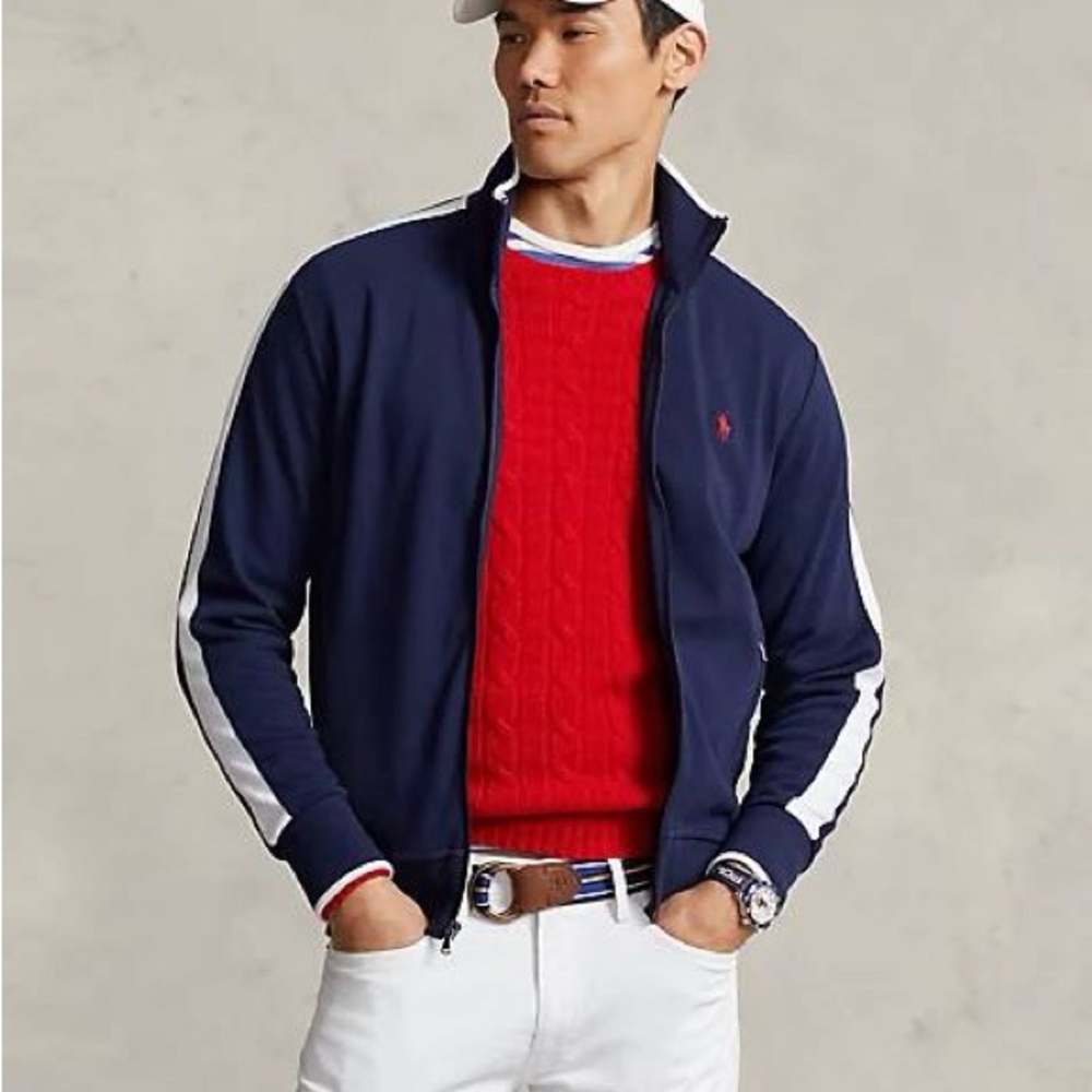 POLO RALPH LAUREN 100% Cotton Interlock Knit Track Jacket - sz 4XLT Black - Picture 15 of 16